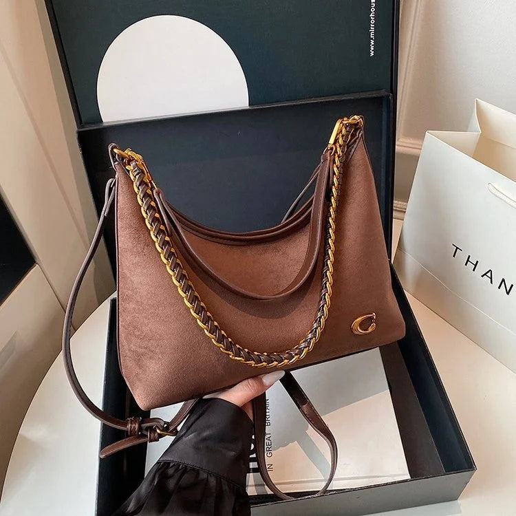 Bolso bandolero para mujer Ele, retro, mate, con cadena, versátil, para uso diario, para una sola persona