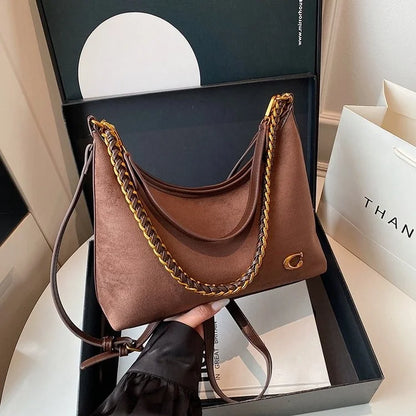 Bolso bandolero para mujer Ele, retro, mate, con cadena, versátil, para uso diario, para una sola persona