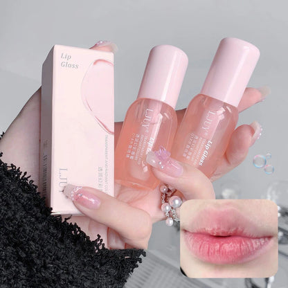 Aceite Labial de Cristal de Fruta Hidratante Brillo Labial Transparente de Vidrio Voluminizador Suero Labial Transparente Cuidado de Labios Maquillaje Cosméticos