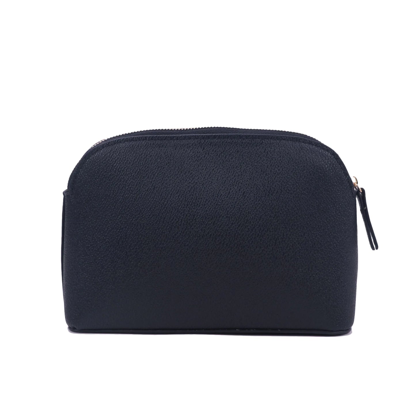 Bolsa de cosméticos de cuero sintético con letras personalizadas, clásica, sencilla, de color liso, con cremallera avanzada.