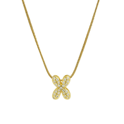 Collar con Inicial de Letra Bonita, Baño de Oro de 18K, Collar con Zirconias, Collar de Letras Infladas
