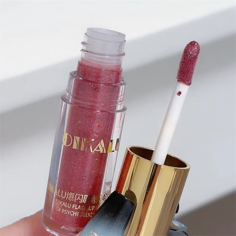 Brillo de Labios con Purpurina Diamante a Prueba de Agua 5 Colores Brillo de Labios Líquido con Purpurina Centelleante Brillo de Labios con Perla Diamante Maquillaje de Labios Sexy