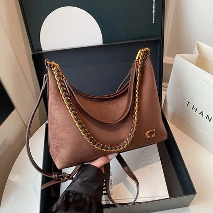 Bolso bandolero para mujer Ele, retro, mate, con cadena, versátil, para uso diario, para una sola persona