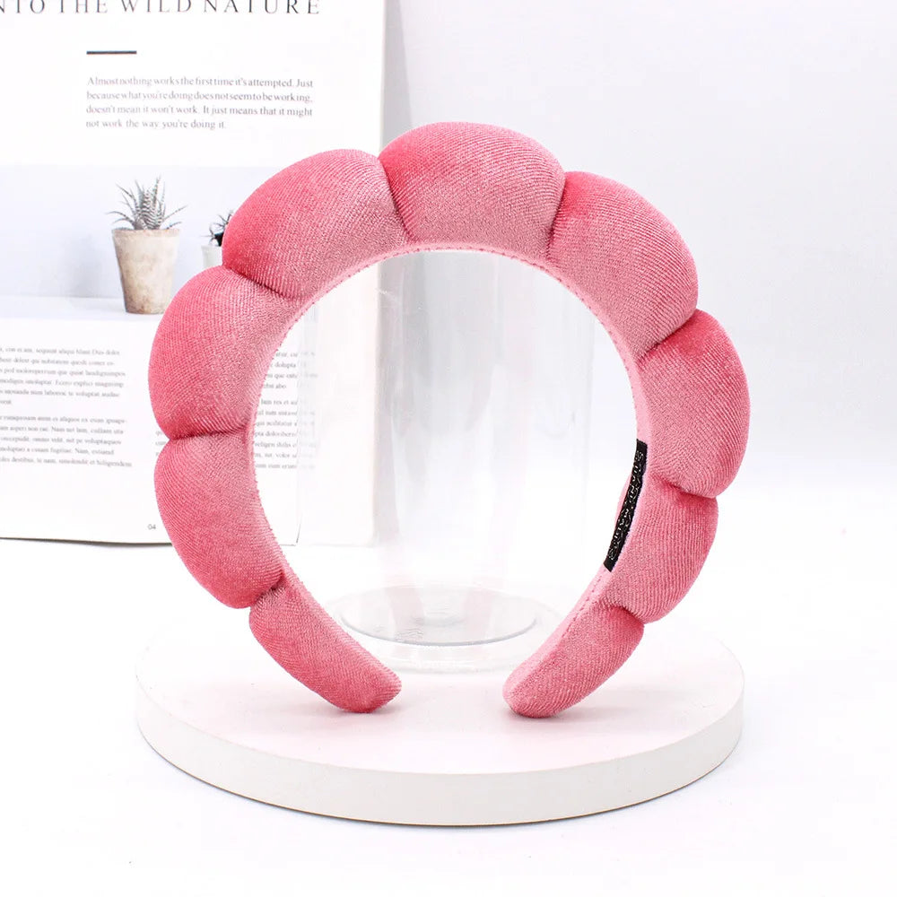 Sponge Spa Headband Velvet Washing Face Wide Padded Headband Skin Care Makeup Removal Shower for Women Girls Hair Accessories