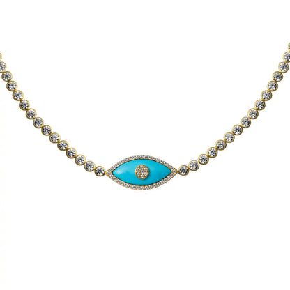 Collar Ojo del Diablo de Acero Inoxidable para Mujer, Choker Vintage con Cristal de Ojo Maligno, Joyería Chapada en Oro
