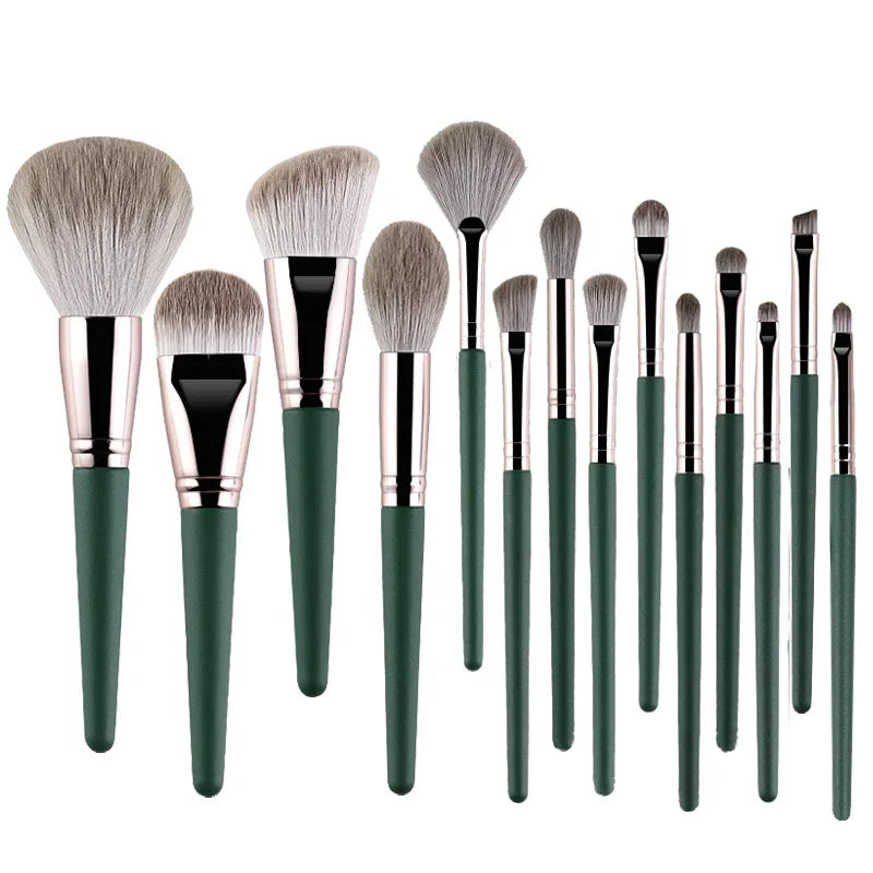 14 piezas de brochas de maquillaje suaves y esponjosas, herramientas cosméticas, polvo, sombra de ojos, base, rubor, para difuminar, brocha de belleza para maquillaje