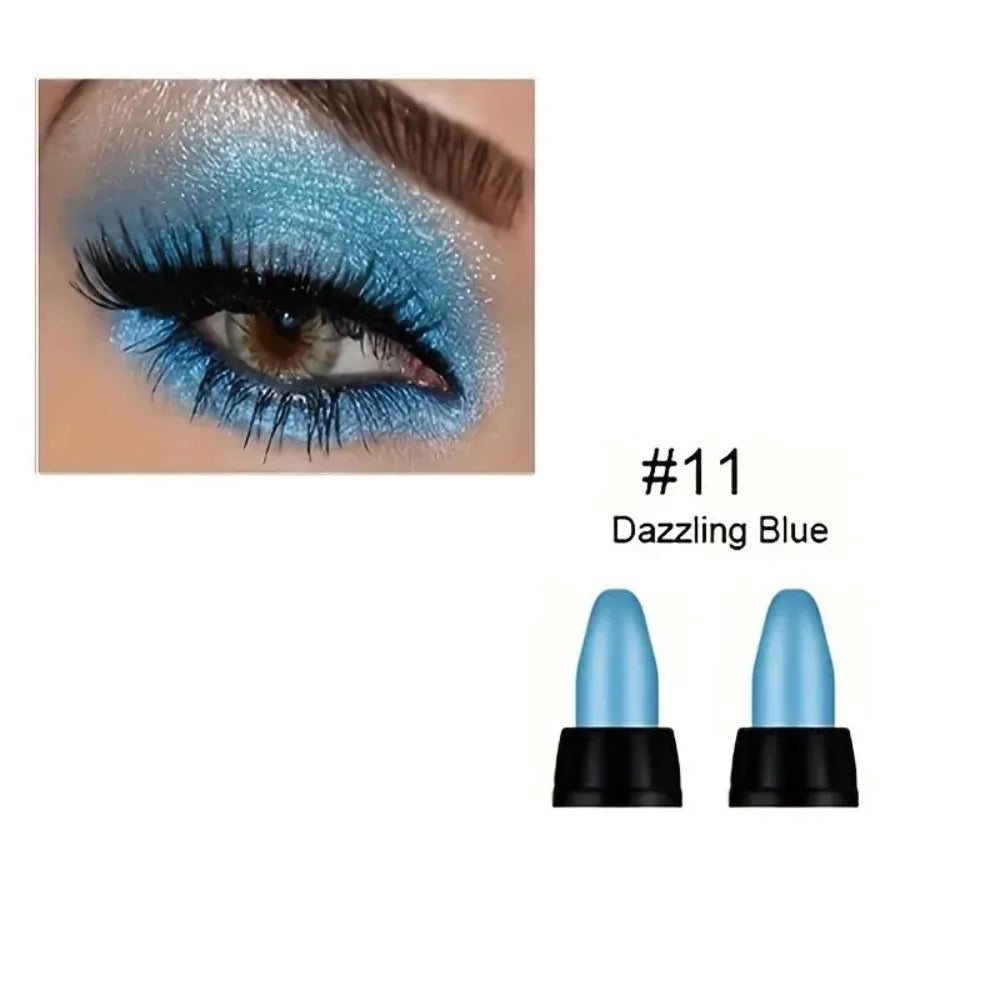 16 colores de delineadores metálicos en lápiz, con colores brillantes, maquillaje resistente al agua y de larga duración para los ojos