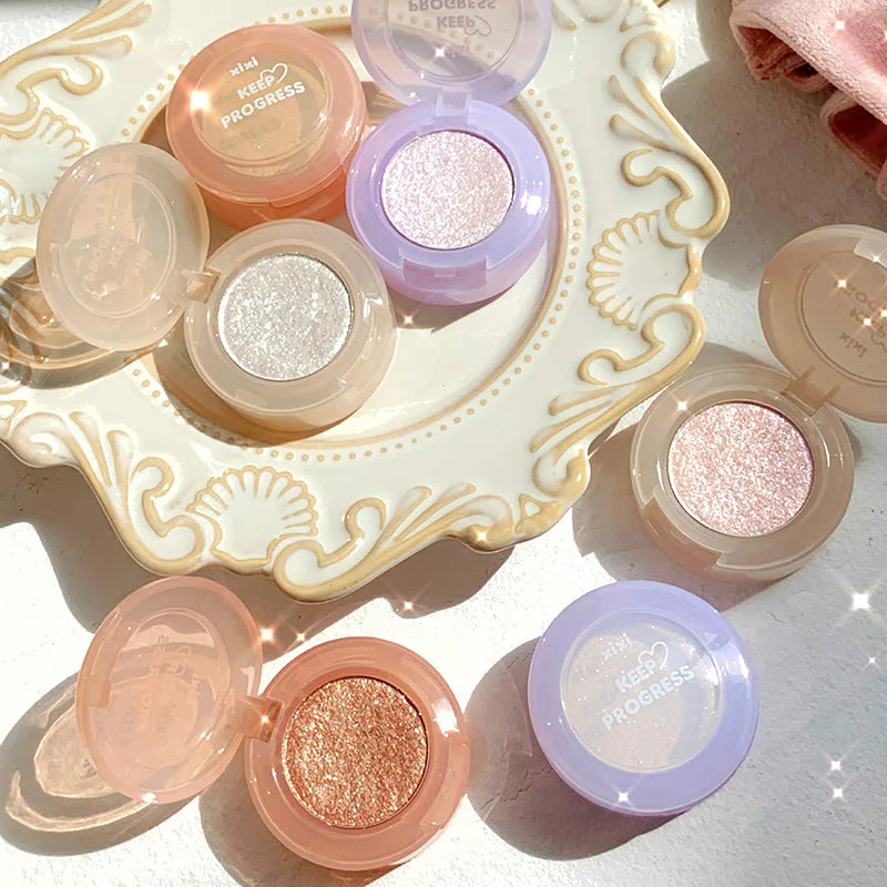 Paleta de Sombras de Ojos Monocromática con Brillo de Diamante, Sombras de Ojos Descoloradas, Iluminador, Lentejuelas, Resistente al Agua, Pigmentos de Maquillaje de Larga Duración