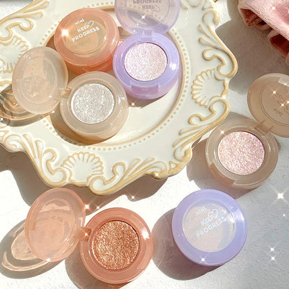 Paleta de Sombras de Ojos Monocromática con Brillo de Diamante, Sombras de Ojos Descoloradas, Iluminador, Lentejuelas, Resistente al Agua, Pigmentos de Maquillaje de Larga Duración
