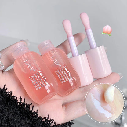 Aceite Labial de Cristal de Fruta Hidratante Brillo Labial Transparente de Vidrio Voluminizador Suero Labial Transparente Cuidado de Labios Maquillaje Cosméticos