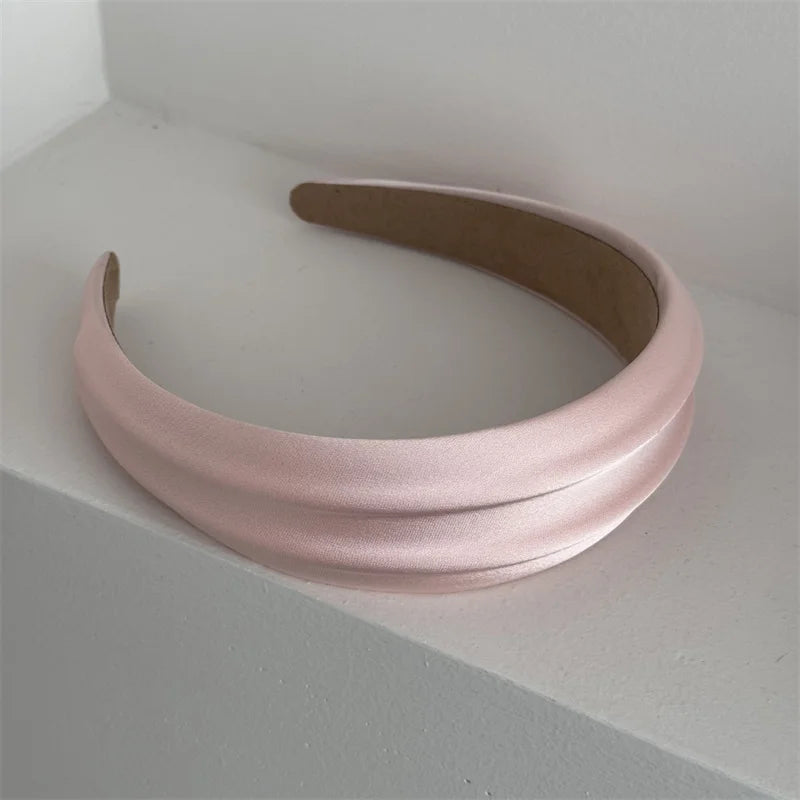 Elegant Women High Cranium Headbands Wide Brimmed Satin Cloth Hairbands Fashion Female Daily Party Press Hair Accessories