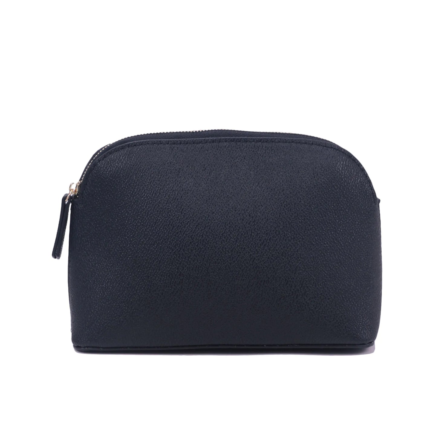 Bolsa de cosméticos de cuero sintético con letras personalizadas, clásica, sencilla, de color liso, con cremallera avanzada.