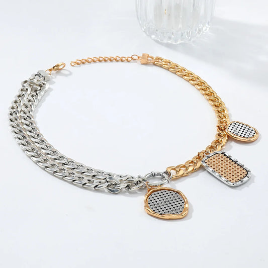 Collar punk de cadena de metal de otoño de gran marca exagerada, diseño de nicho creativo, cadena de clavícula