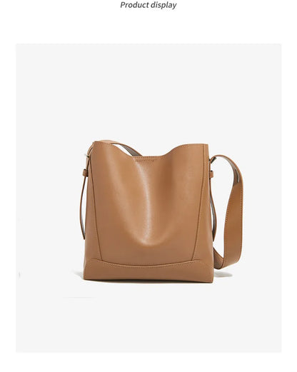 FOXER 2026 New Women's Bucket Bag Split Leather Large Capacity Tote Bag Female Crossbody Bag Commuter Shoulder Bag