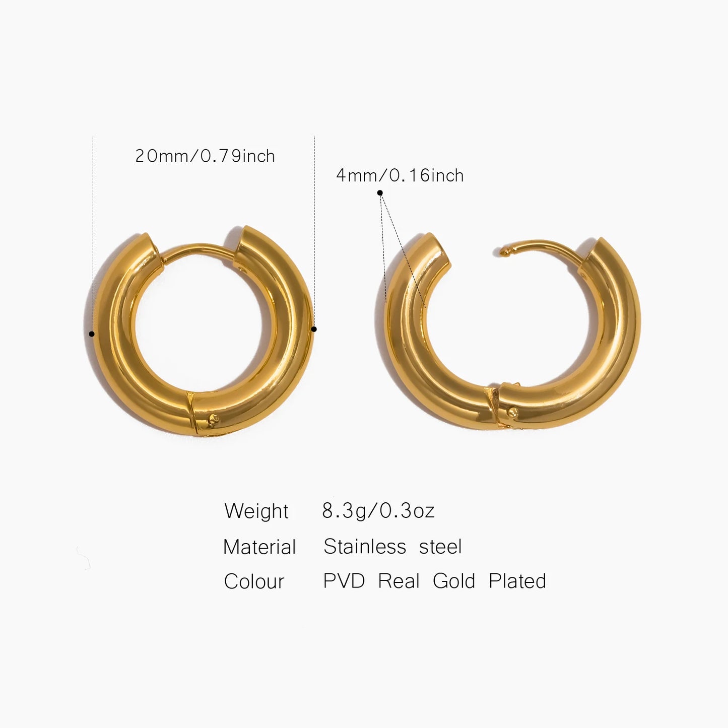 Pendientes de Aro Clásicos, Joyería de Acero Inoxidable a la Moda y Versátil