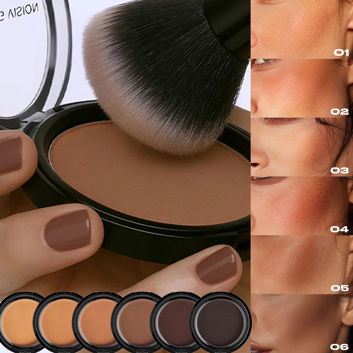 Polvo Bronceador Mate Sedoso para Fijar Maquillaje, Contorno Facial, Larga Duración, Corrector 3D, Paleta de Sombras para Contorno Profundo de Nariz