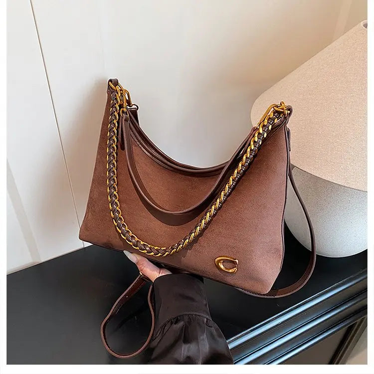 Bolso bandolero para mujer Ele, retro, mate, con cadena, versátil, para uso diario, para una sola persona