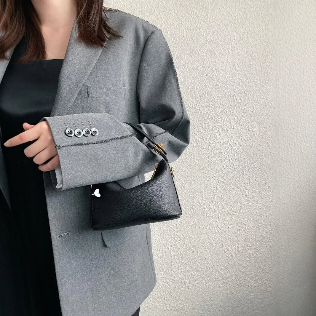 Bolso sencillo y retro, bolso bandolero, bolso pequeño cuadrado de cuero suave