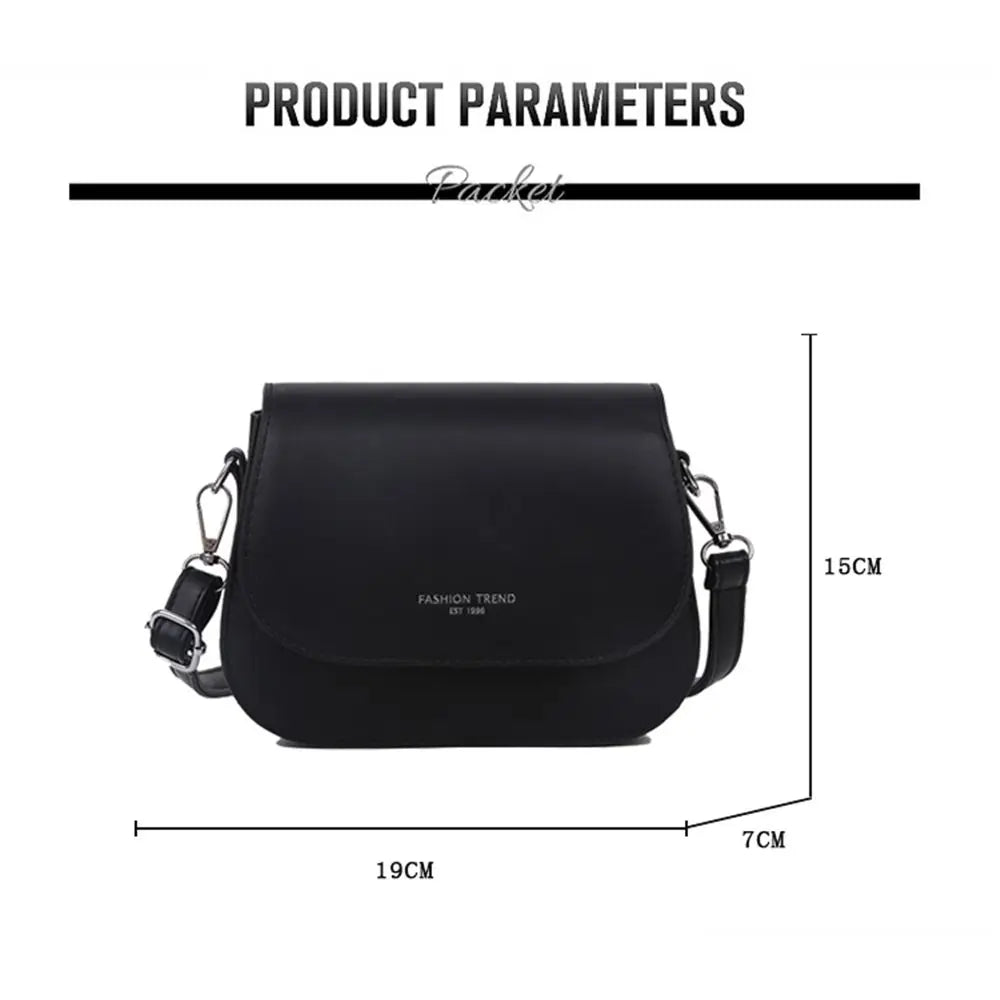 Trendy Solid Color PU Leather Crossbody Bag Saddle Shoulder Bag Flap Messenger Bag Handbags