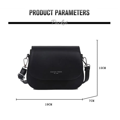 Trendy Solid Color PU Leather Crossbody Bag Saddle Shoulder Bag Flap Messenger Bag Handbags