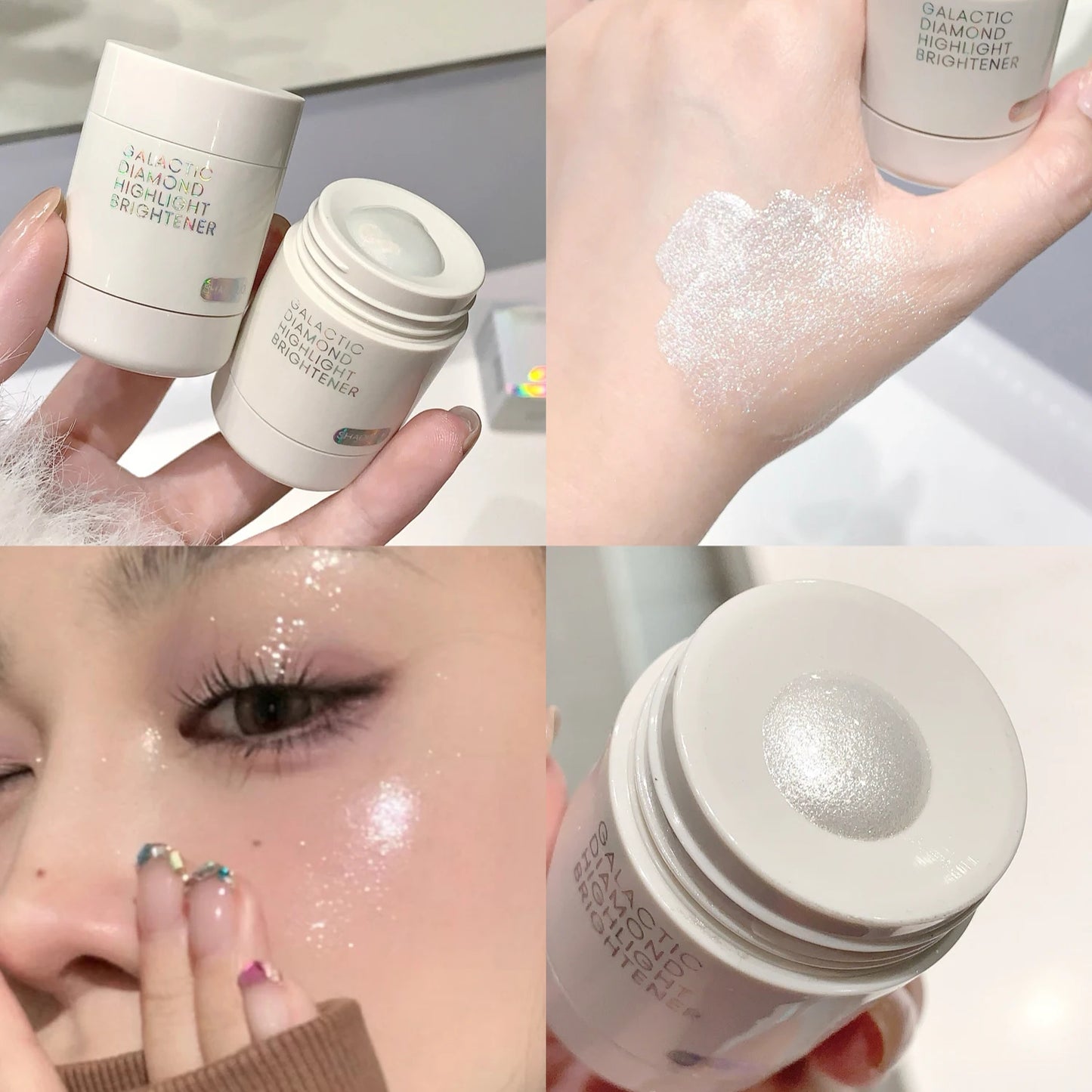 Líquido Iluminador de Diamante Perlado Destacado Brillo Intenso Cuerpo Completo Resplandor Contorno Facial Iluminador de Larga Duración