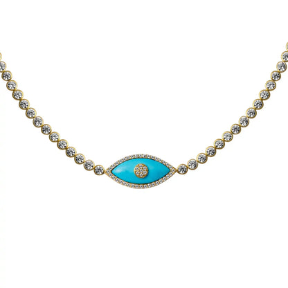 Collar Ojo del Diablo de Acero Inoxidable para Mujer, Choker Vintage con Cristal de Ojo Maligno, Joyería Chapada en Oro