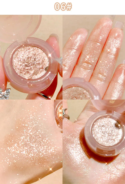 Paleta de Sombras de Ojos Monocromática con Brillo de Diamante, Sombras de Ojos Descoloradas, Iluminador, Lentejuelas, Resistente al Agua, Pigmentos de Maquillaje de Larga Duración