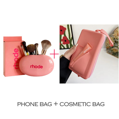 Juego de Bolsas de Silicona para Teléfono + Bolsa de Cosméticos Correa Larga Ajustable Bolsas de Mujer a la Moda