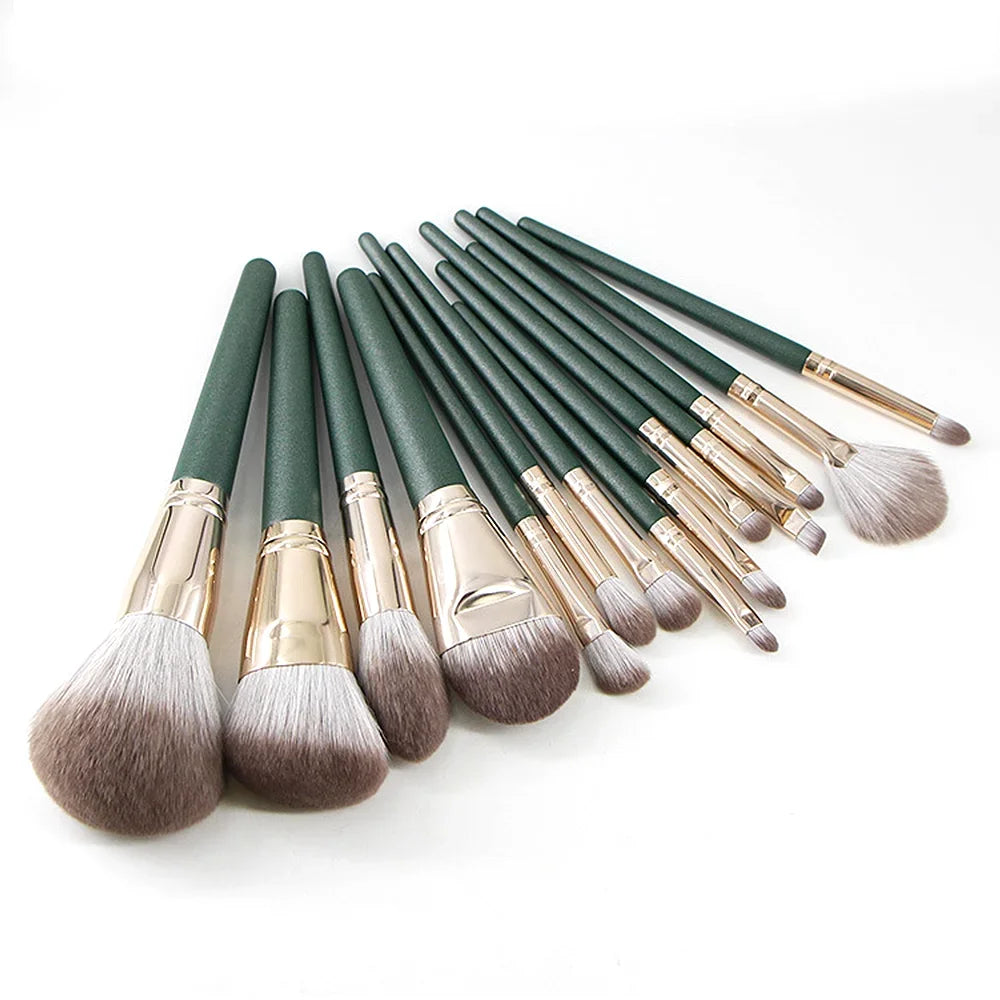 14 piezas de brochas de maquillaje suaves y esponjosas, herramientas cosméticas, polvo, sombra de ojos, base, rubor, para difuminar, brocha de belleza para maquillaje