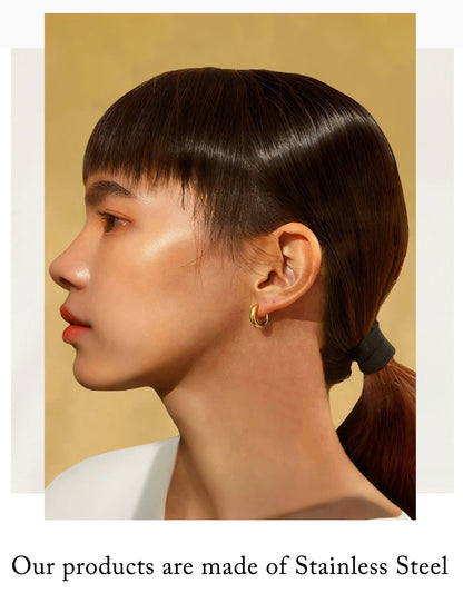 Pendientes de Aro Clásicos, Joyería de Acero Inoxidable a la Moda y Versátil