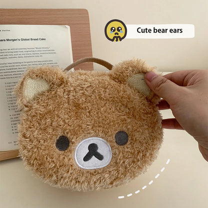 Estuche de maquillaje de peluche con diseño de oso relajado de anime, bolsa de cosméticos para mujer, bolsa de almacenamiento de joyas, organizador para chica, bolsos de mano, regalo,