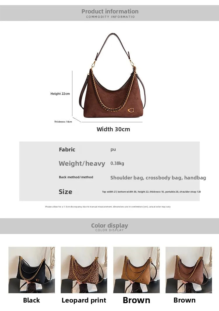 Bolso bandolero para mujer Ele, retro, mate, con cadena, versátil, para uso diario, para una sola persona