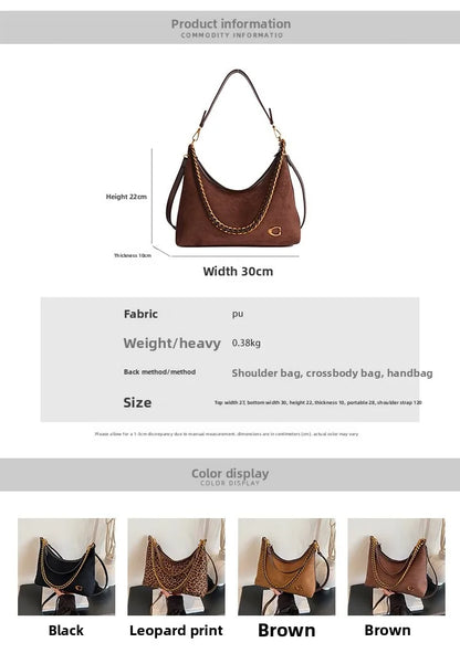 Bolso bandolero para mujer Ele, retro, mate, con cadena, versátil, para uso diario, para una sola persona