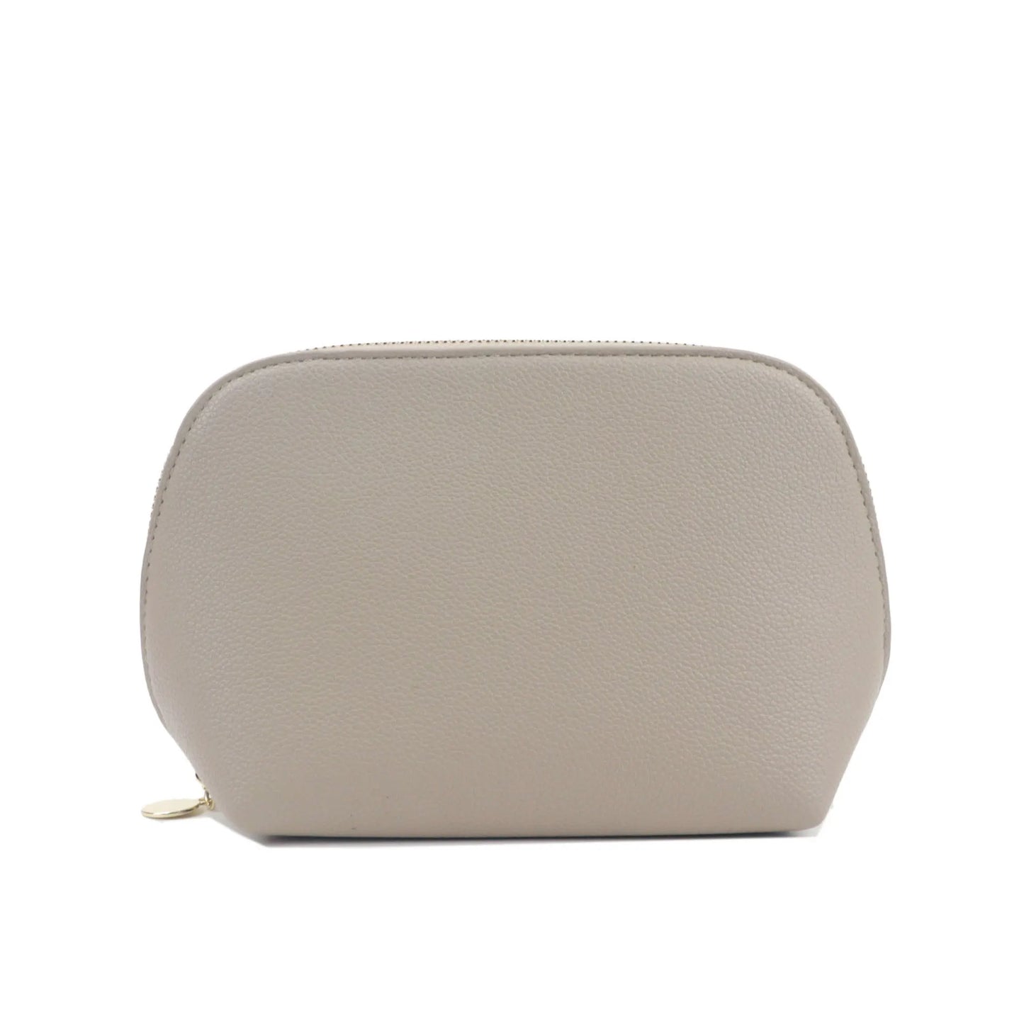 Bolsa de cosméticos de cuero sintético con letras personalizadas, clásica, sencilla, de color liso, con cremallera avanzada.