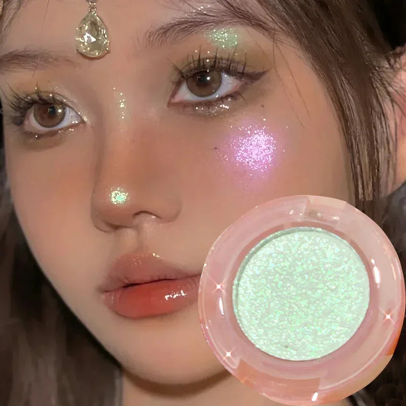 Paleta de Sombras de Ojos Monocromática con Brillo de Diamante, Sombras de Ojos Descoloradas, Iluminador, Lentejuelas, Resistente al Agua, Pigmentos de Maquillaje de Larga Duración
