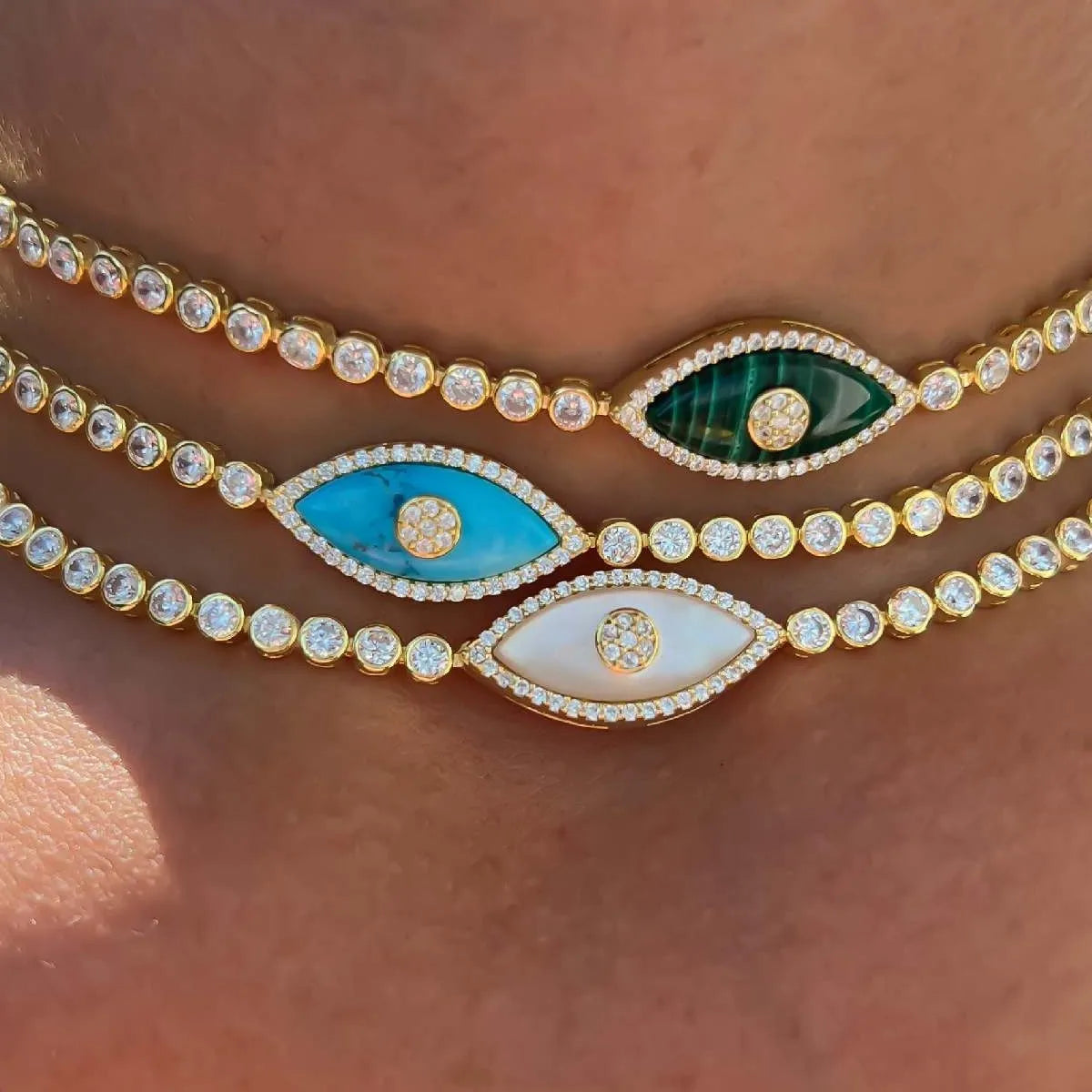 Collar Ojo del Diablo de Acero Inoxidable para Mujer, Choker Vintage con Cristal de Ojo Maligno, Joyería Chapada en Oro