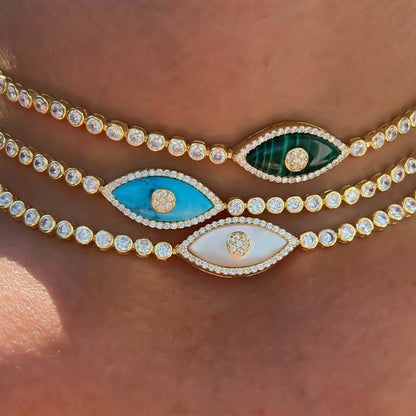 Collar Ojo del Diablo de Acero Inoxidable para Mujer, Choker Vintage con Cristal de Ojo Maligno, Joyería Chapada en Oro
