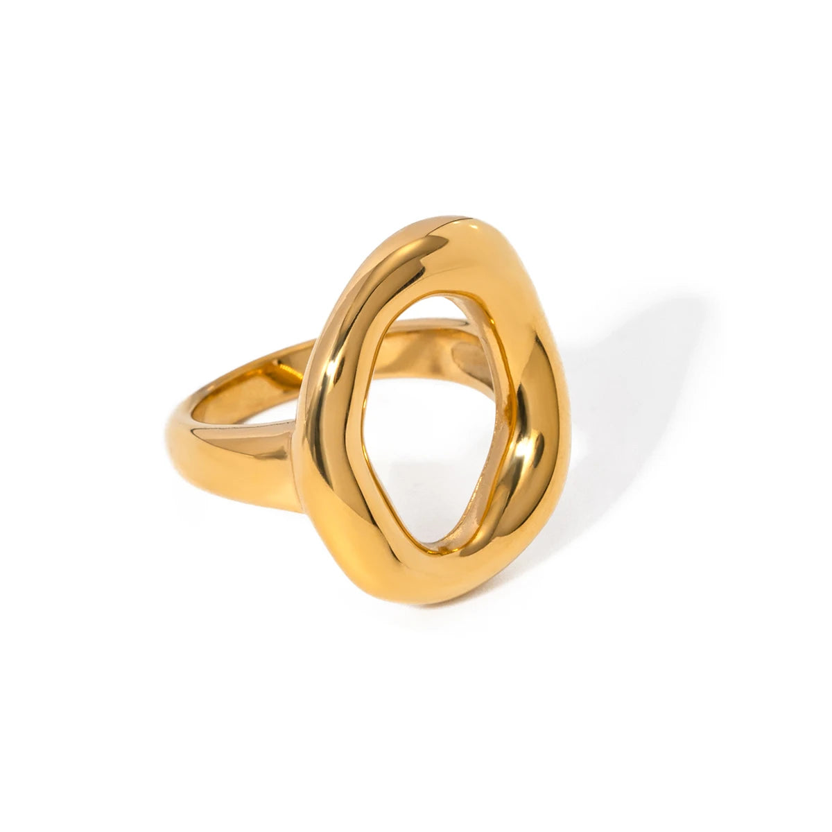 Anillo Uworld de acero inoxidable 316L chapado en oro PVD de 18K para dedo, joyería llamativa, con concha, perla de agua dulce y circonia