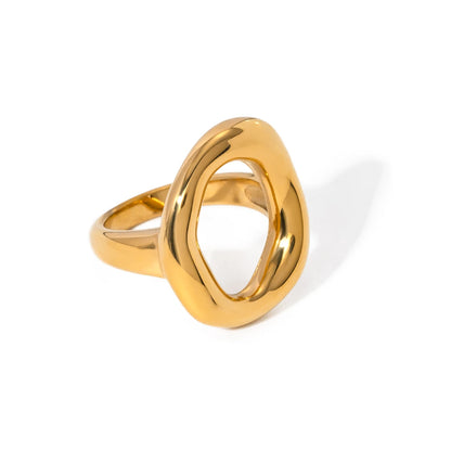 Anillo Uworld de acero inoxidable 316L chapado en oro PVD de 18K para dedo, joyería llamativa, con concha, perla de agua dulce y circonia