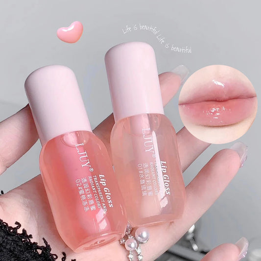 Aceite Labial de Cristal de Fruta Hidratante Brillo Labial Transparente de Vidrio Voluminizador Suero Labial Transparente Cuidado de Labios Maquillaje Cosméticos