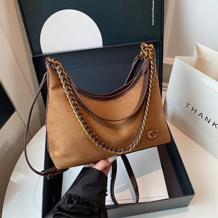 Bolso bandolero para mujer Ele, retro, mate, con cadena, versátil, para uso diario, para una sola persona