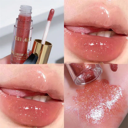 Brillo de Labios con Purpurina Diamante a Prueba de Agua 5 Colores Brillo de Labios Líquido con Purpurina Centelleante Brillo de Labios con Perla Diamante Maquillaje de Labios Sexy