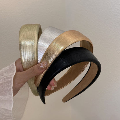 Korean Style Wide Leather Hairbands Shiny Gold Silver Pu Headbands Fashion Plain Sponge Hair Hoop Women Hair Clip Retro Headwear