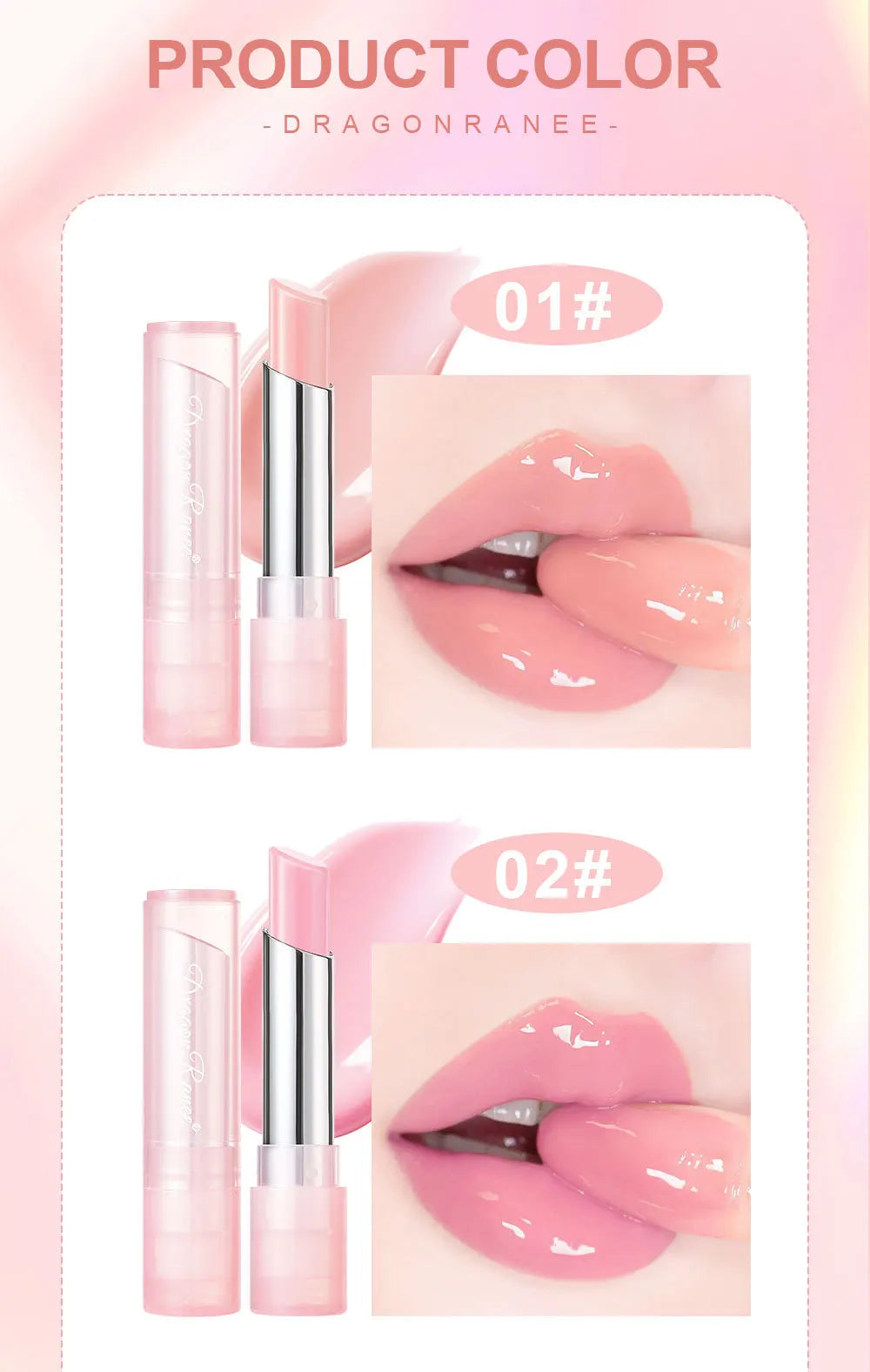 Bálsamo labial de cambio de color de gelatina con cambio de temperatura, hidratante, difícil de desvanecer, lindo lápiz labial color rosa, cuidado de los labios, 1 pieza