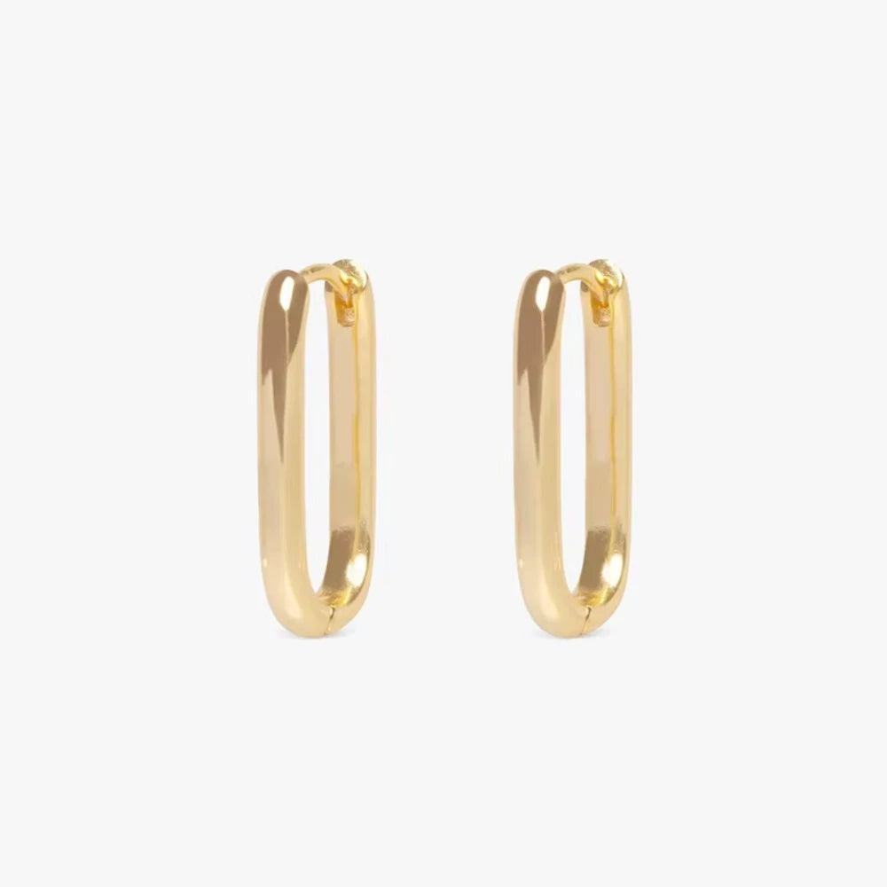 2/6 PCS Pendientes Huggies Minimalistas Mariasz de Acero Inoxidable con Recubrimiento PVD Color Oro, Aro Cuadrado para Mujeres y Hombres, Joyería Clásica