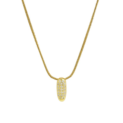 Collar con Inicial de Letra Bonita, Baño de Oro de 18K, Collar con Zirconias, Collar de Letras Infladas