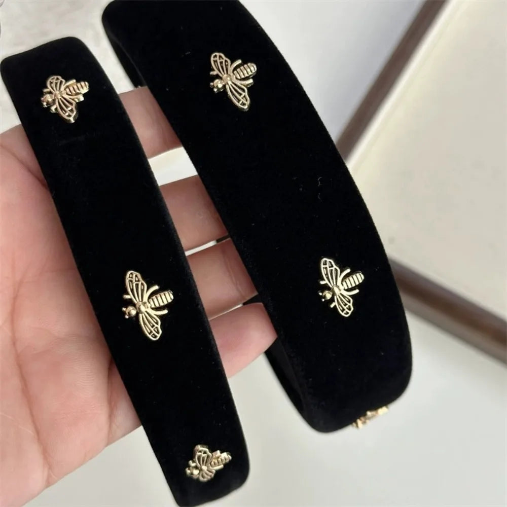 1 diadema retro para peinado color negro de abeja retro y clásico para mujeres, niñas, diadema de moda versátil francesa, accesorios para el cabello