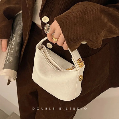 Bolso sencillo y retro, bolso bandolero, bolso pequeño cuadrado de cuero suave