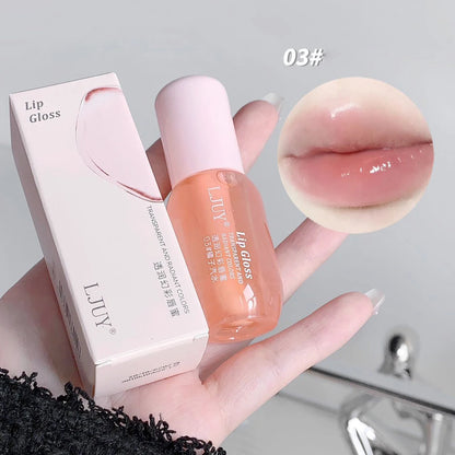 Aceite Labial de Cristal de Fruta Hidratante Brillo Labial Transparente de Vidrio Voluminizador Suero Labial Transparente Cuidado de Labios Maquillaje Cosméticos