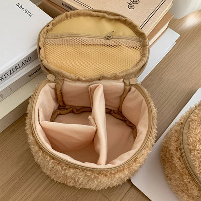 Estuche de maquillaje de peluche con diseño de oso relajado de anime, bolsa de cosméticos para mujer, bolsa de almacenamiento de joyas, organizador para chica, bolsos de mano, regalo,